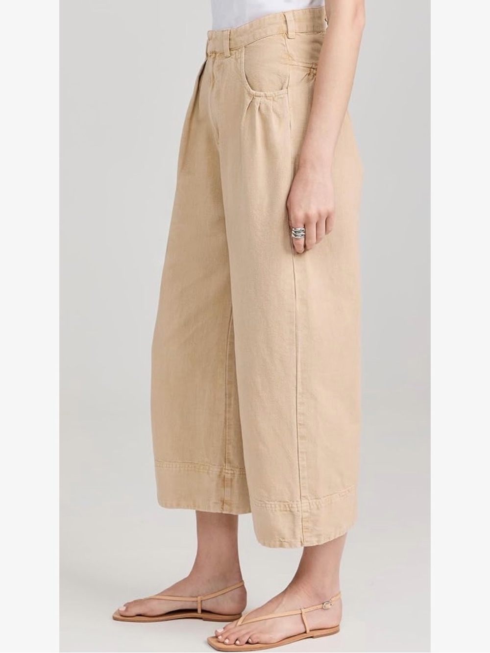 ⚡️Free People Sweet Talk Wide Leg Crop Pants in Tan - Picture 3 of 7